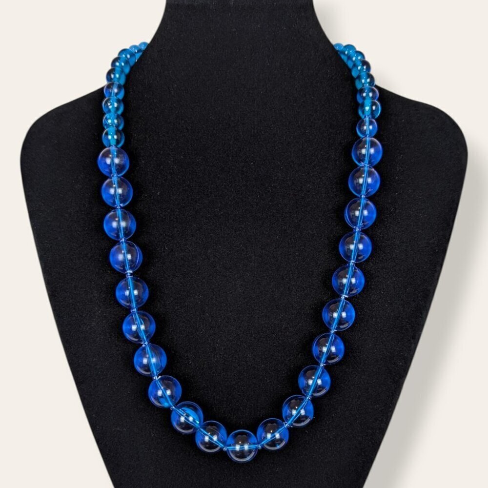 V. Blue Graduated Acrylic Bead Necklace